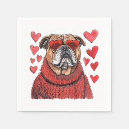 Servilleta De Papel Bulldog inglés día de San Valentín
