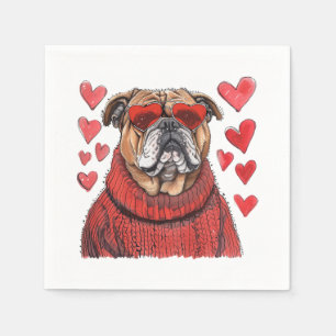 Servilleta De Papel Bulldog inglés día de San Valentín