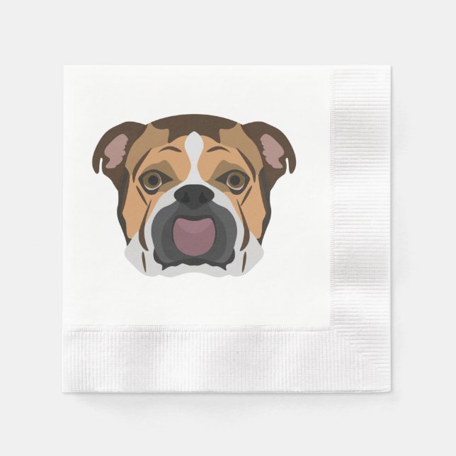Servilleta De Papel Bulldog inglés ilustracion (Anverso)