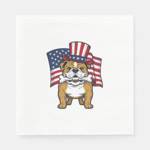 Servilleta De Papel Bulldog Patriótico Con Diseño De Vector De Bandera