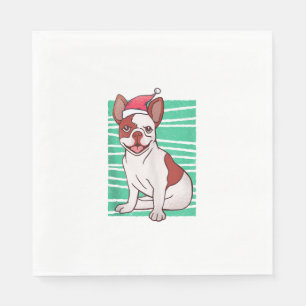 Servilleta De Papel Bulldog Santa Hat - Navidades divertidos