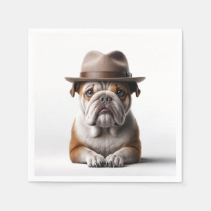 Servilleta De Papel Bulldog Usando un Fedora