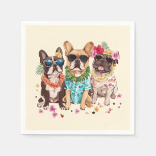 Servilleta De Papel Bulldogs franceses hawaianos Lei de flores