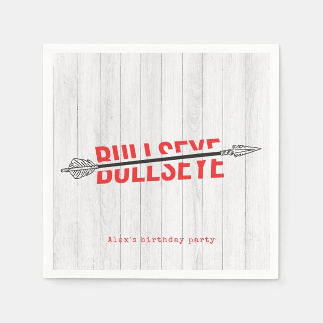 Servilleta De Papel Bullseye Bow & Arrow Archery Tween Birday Party (Anverso)