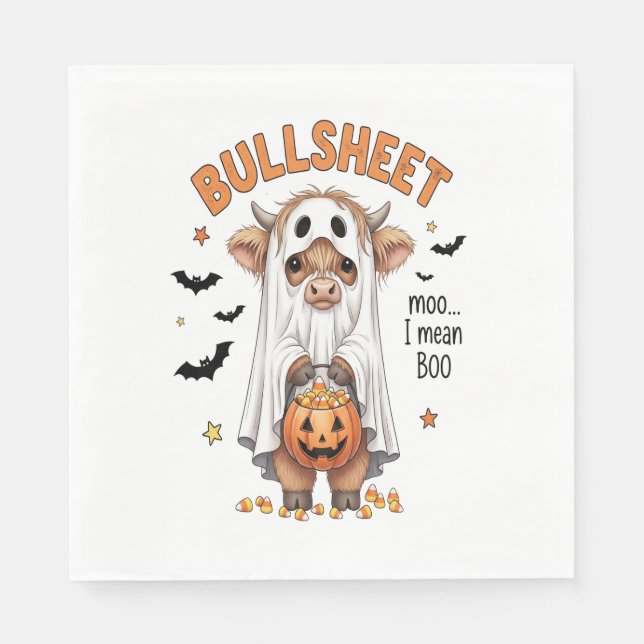 Servilleta De Papel Bullsheet Highland Cow Funny Ghost (Anverso)
