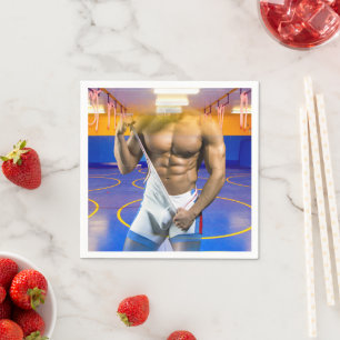 Servilleta De Papel bulto muscular de hombre de SlipperyJoe's abdomina