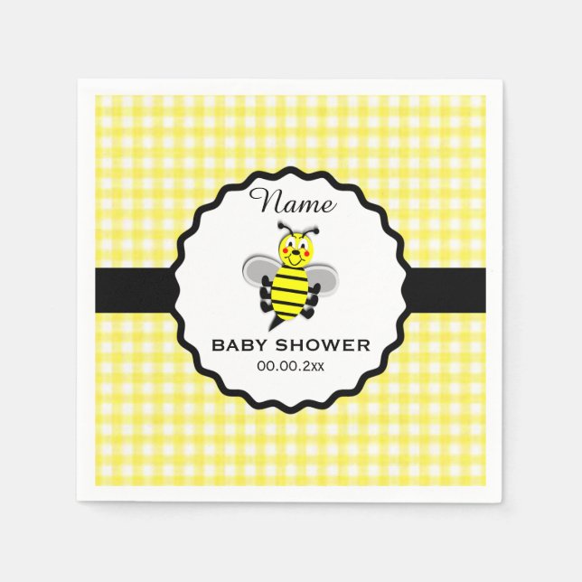 Servilleta De Papel Bumble Bee Baby Shower Paper Napkin (Anverso)