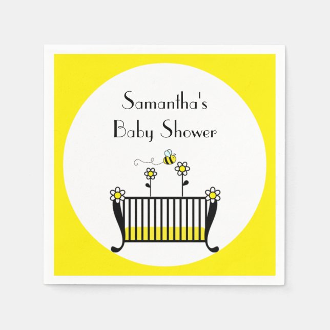 Servilleta De Papel Bumble Bee Polka Dot Baby Shower (Anverso)