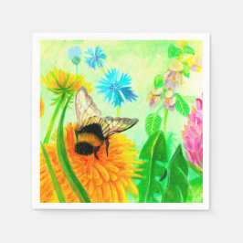 Servilleta De Papel Bumblebee en dandelion
