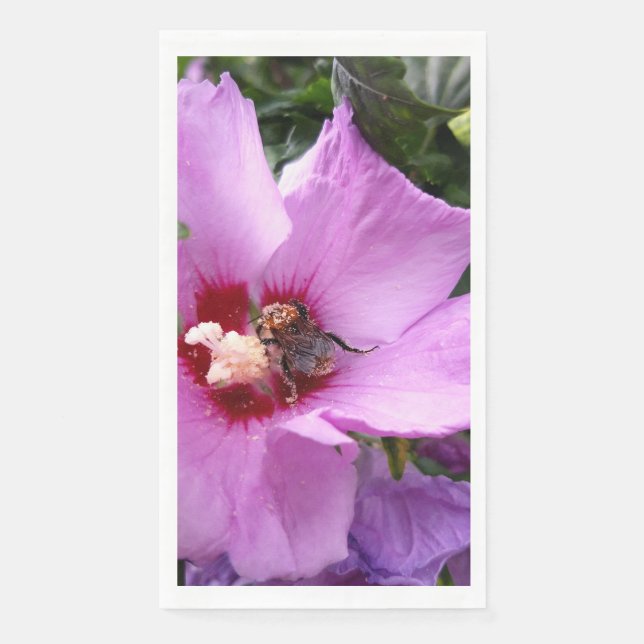 Servilleta De Papel Bumblebee en la flor de Hibiscus (Anverso)