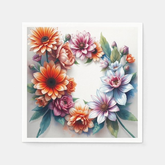 Servilleta De Papel Bunch of Flowers Elegant Watercolor (Anverso)