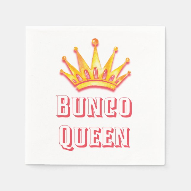 Servilleta De Papel Bunco Queen Gold Crown Watercolor rosa (Anverso)