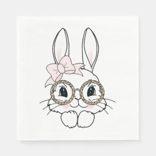 Servilleta De Papel Bungalow Face Easter Animal Print Glasses Spring