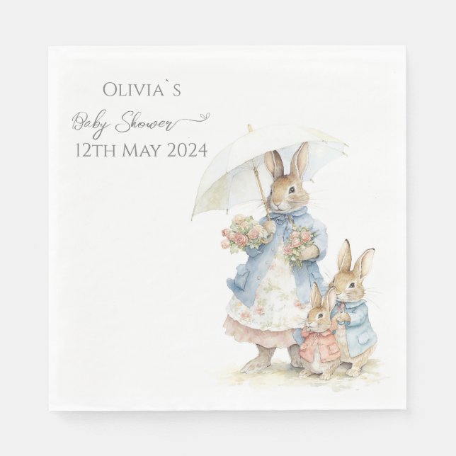Servilleta De Papel Bunnies mummy Baby Shower (Anverso)