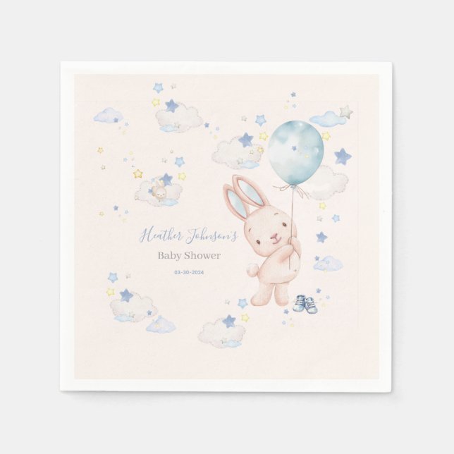 Servilleta De Papel Bunny Baby Shower Boy (Anverso)