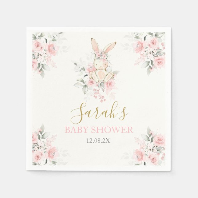 Servilleta De Papel Bunny Baby Shower Chica (Anverso)