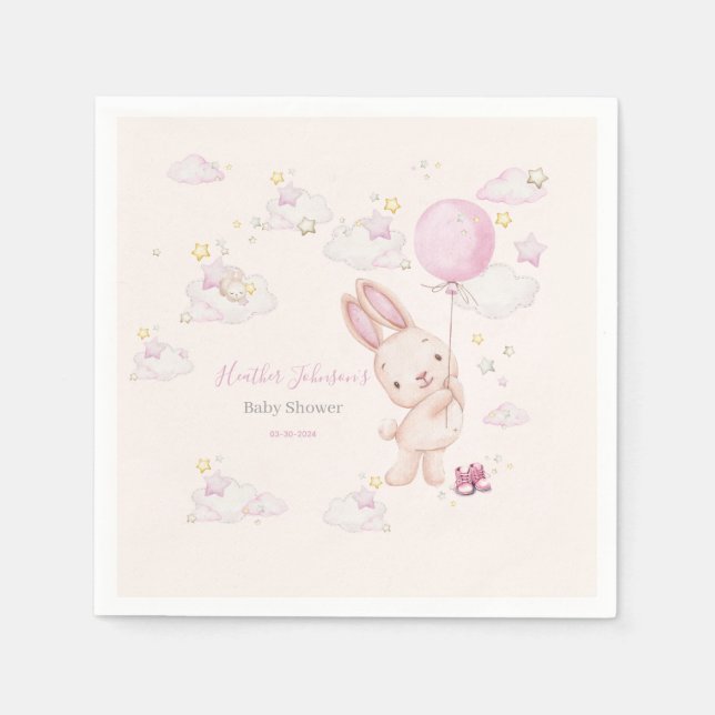 Servilleta De Papel Bunny Baby Shower Chica (Anverso)