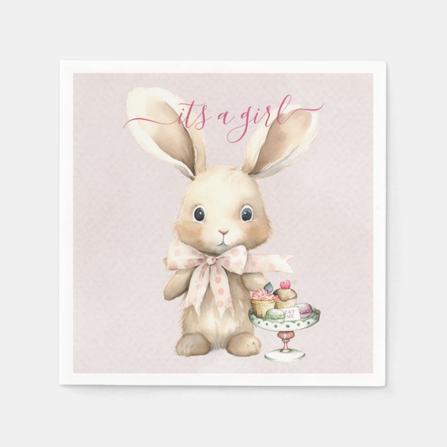 Servilleta De Papel Bunny Baby Shower Chica (Anverso)