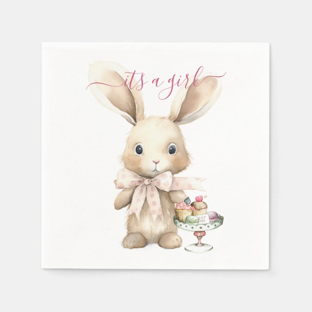 Servilleta De Papel Bunny Baby Shower Chica (Anverso)