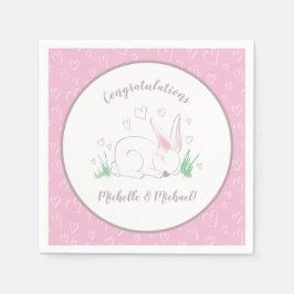 Servilleta De Papel Bunny Baby Shower Spring Pink Chica