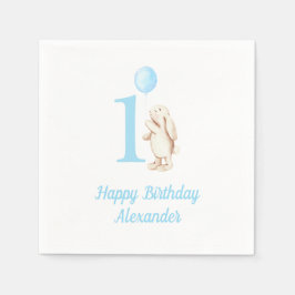 Servilleta De Papel Bunny & Balloon Blue 1º cumpleaños
