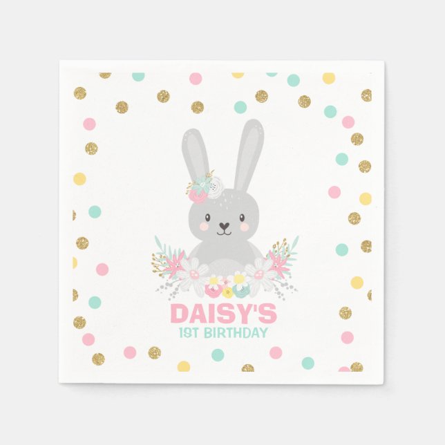 Servilleta De Papel Bunny Birthday Party Napkin Un Bundy Cumpleaños (Anverso)
