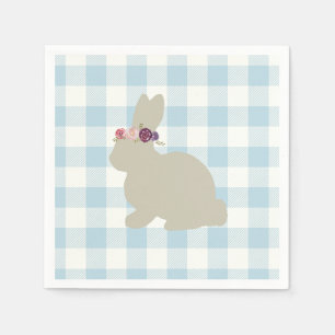Servilleta De Papel Bunny Blue Gingham Baby Shower