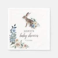 Bunny Boho Dusty Blue Flowers Baby Shower