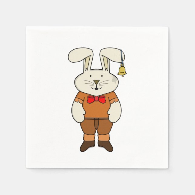 Servilleta De Papel Bunny con una campana en el oído (Anverso)
