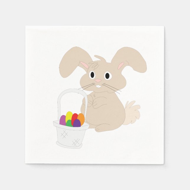 Servilleta De Papel Bunny de Pascua con canasta (Anverso)