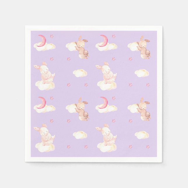 Servilleta De Papel Bunny Dreams Purple Baby Shower (Anverso)