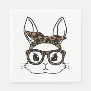 Servilleta De Papel Bunny Face Leopard Glasses Chicas de Pascua Niños