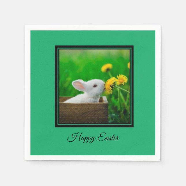 Servilleta De Papel Bunny Happy Easter Napkins (Anverso)