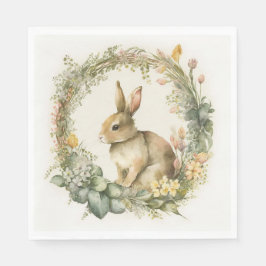 Servilleta De Papel Bunny In Floral Wreath