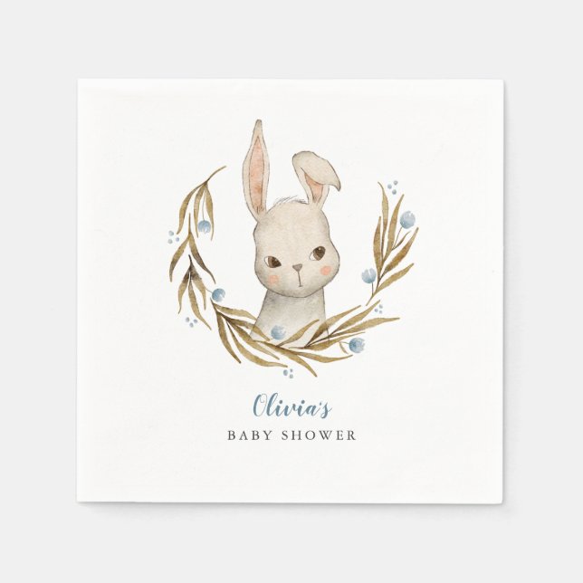 Servilleta De Papel Bunny Woodland Theme Boy Baby Shower (Anverso)