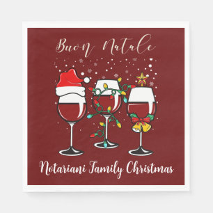 Servilleta De Papel Buon Natale Copa de vino festivo Navidad italiana