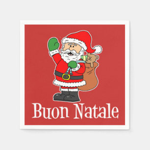 Servilleta De Papel Buon Natale italiano Feliz Navidad Santa (RED)