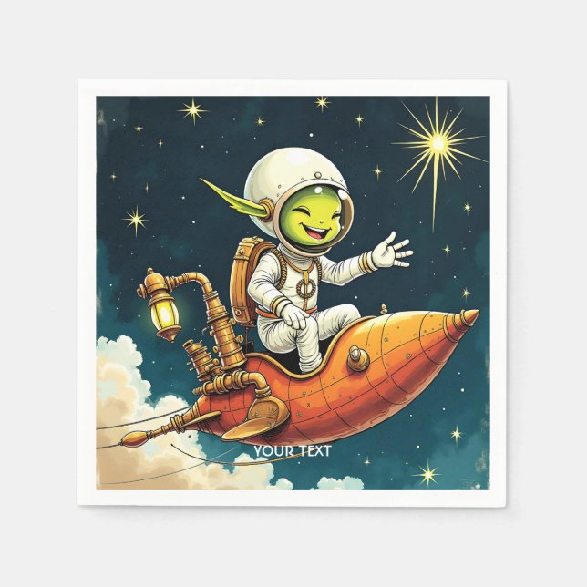 Servilleta De Papel Buque espacial Fantasy Cute Alien (Anverso)