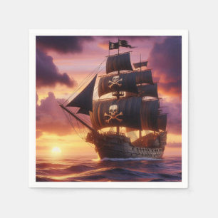 Servilleta De Papel Buque pirata al amanecer