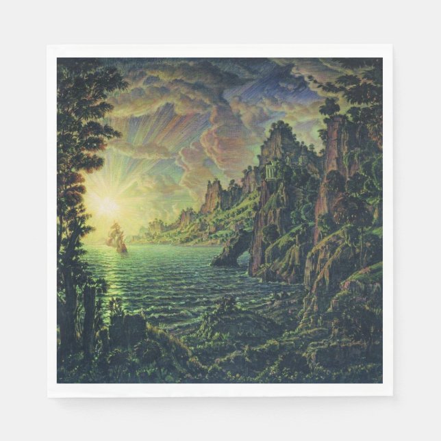 Servilleta De Papel Buques: Sol nocturno (por Konstantin Bogaevsky) (Anverso)