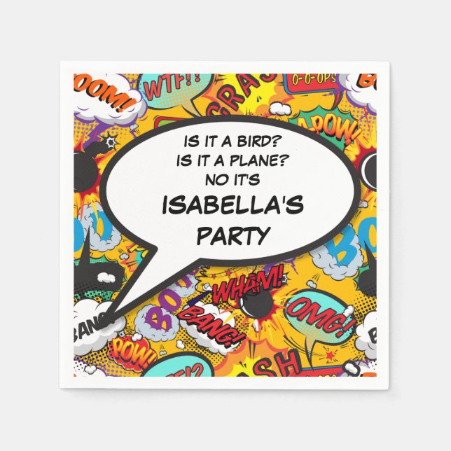 Servilleta De Papel Burbuja de Mensaje Divertida Retro de Libro de Cóm (Anverso)