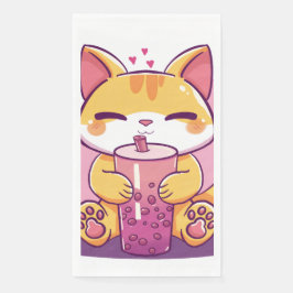 Servilleta De Papel Burbuja de Té Gatito