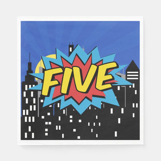 Servilleta De Papel Burbuja del discurso cómico de superhéroes Fiesta  (Anverso)