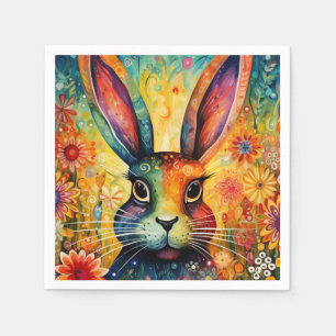 Servilleta De Papel Burbujas Cuddlebun conejo colorido con garabatos