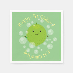 Servilleta De Papel Burbujas de cal verde suave ilustracion personaliz