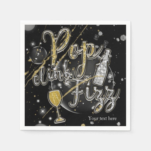 Servilleta De Papel Burbujas de champán POP CLINK FIZZ Fiesta Celebrac (Anverso)