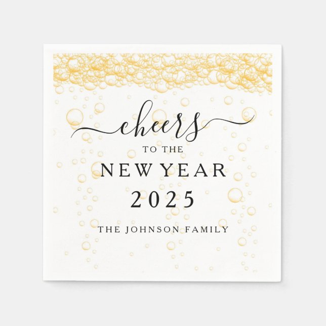 Servilleta De Papel Burbujas de Fizz Elegantes Nochevieja (Anverso)