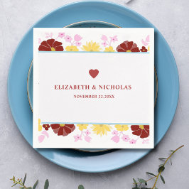 Servilleta De Papel burdeos floral elegante boda moderno