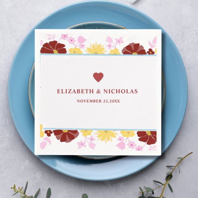 Servilleta De Papel burdeos floral elegante boda moderno (Subido por el creador)