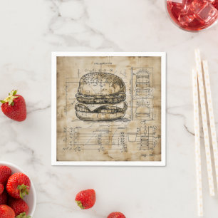 Servilleta De Papel Burger Vintage Blueprint